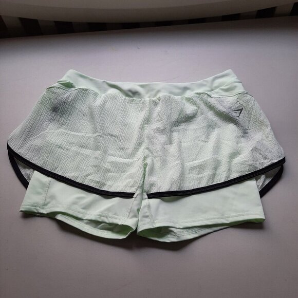 Gymshark Shorts Womens XL Pale Cucumber Green Running LIned 2‎ in 1 Speed - Picture 1 of 10